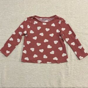 Old Navy Kids Heart Print Long Sleeve Shirt - Red and White